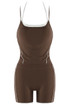 Double Strap Contrast Piping Vest And Shorts Set - New Ratio