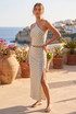 Striped Halter Top and Midi Skirt Set