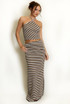 Striped Halter Top and Midi Skirt Set