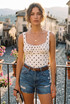 Ruched Polka Dots Cropped Top