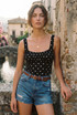 Ruched Polka Dots Cropped Top