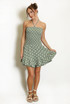 Shirred Halterneck Polka Dots Playsuit