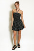 Shirred Halterneck Polka Dots Playsuit
