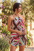 Scarf Print Halterneck Top and Shorts Set