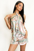 Scarf Print Halterneck Top and Shorts Set