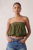 Balloon Hem Bardot Crop Top
