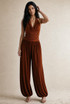 Cowl Halterneck Top and Pleated Balloon Trousers