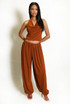 Cowl Halter Top and Bubble Hem Trousers Set