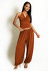 Cowl Halter Top and Bubble Hem Trousers Set