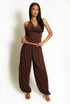 Cowl Halter Top and Bubble Hem Trousers Set