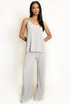Crinkle Beaded Halter Blouse and Trouser Set