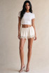Satin Runner Shorts With Lace Trim