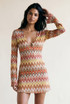 Zig Zag Ring Plunge Neck Mini Dress