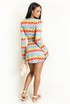 Zig Zag Ring Plunge Neck Mini Dress