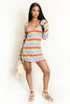 Zig Zag Ring Plunge Neck Mini Dress