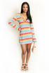 Zig Zag Ring Plunge Neck Mini Dress