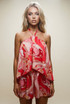 Abstract Halterneck Blouse and Shorts Set