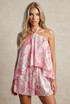 Abstract Halterneck Blouse and Shorts Set