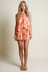 Abstract Halterneck Blouse and Shorts Set