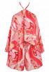 Abstract Halterneck Blouse and Shorts Set