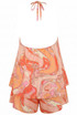 Abstract Halterneck Blouse and Shorts Set