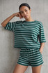 Striped Oversize Tee and Shorts Set