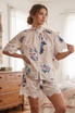 Floral Lace Trim Blouse and Shorts Set