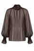 Lace Trim Sheer Tie Front Blouse