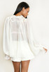 Lace Trim Sheer Tie Front Blouse