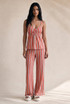 Striped Peplum Top And Trouser Set