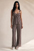 Striped Peplum Top And Trouser Set