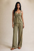Striped Peplum Top And Trouser Set