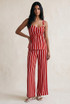 Striped Peplum Top And Trouser Set