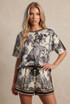 Jungle Print Satin T-Shirt And Shorts Set