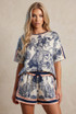 Jungle Print Satin T-Shirt And Shorts Set