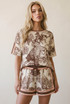 Jungle Print Satin T-Shirt And Shorts Set