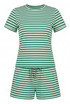 Stripes Crew Neck Top and Shorts Set