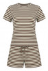 Stripes Crew Neck Top and Shorts Set