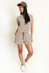 Stripes Crew Neck Top and Shorts Set