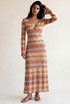 Zig Zag Ring Plunge Neck Maxi Dress