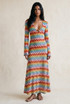 Zig Zag Ring Plunge Neck Maxi Dress