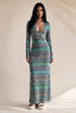 Zig Zag Ring Plunge Neck Maxi Dress