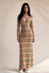 Zig Zag Ring Plunge Neck Maxi Dress