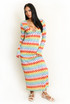 Zig Zag Ring Plunge Neck Maxi Dress