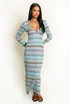 Zig Zag Ring Plunge Neck Maxi Dress