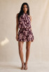 Leaf Printed Halter Mini Dress