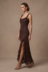 Crinkle Ruffle Trim Maxi Dress
