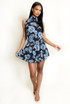 Floral Printed Halter Mini Dress 