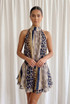 Reptile Printed Halter Mini Dress 