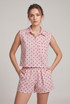Hearts Stripes Pattern Blouse and Shorts Set